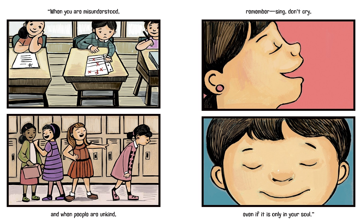 Illustration from Sing, Don't Cry by Angela Dominguez