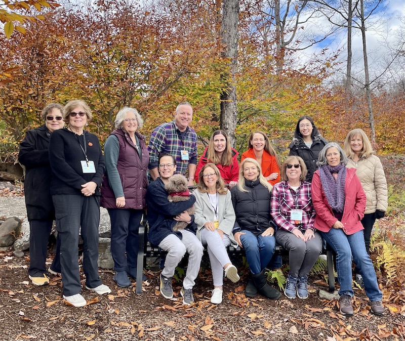 Katey on campus in October 2023 with a group for a poetry workshop.