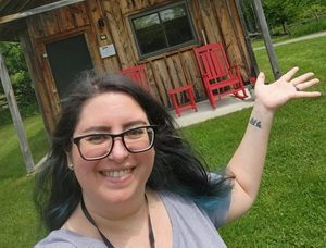 Photo of Rosemary Lynn at her Highlights cabin