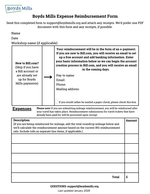  A Thumbnail image of Boyds Mills Expense Reimbursement Form