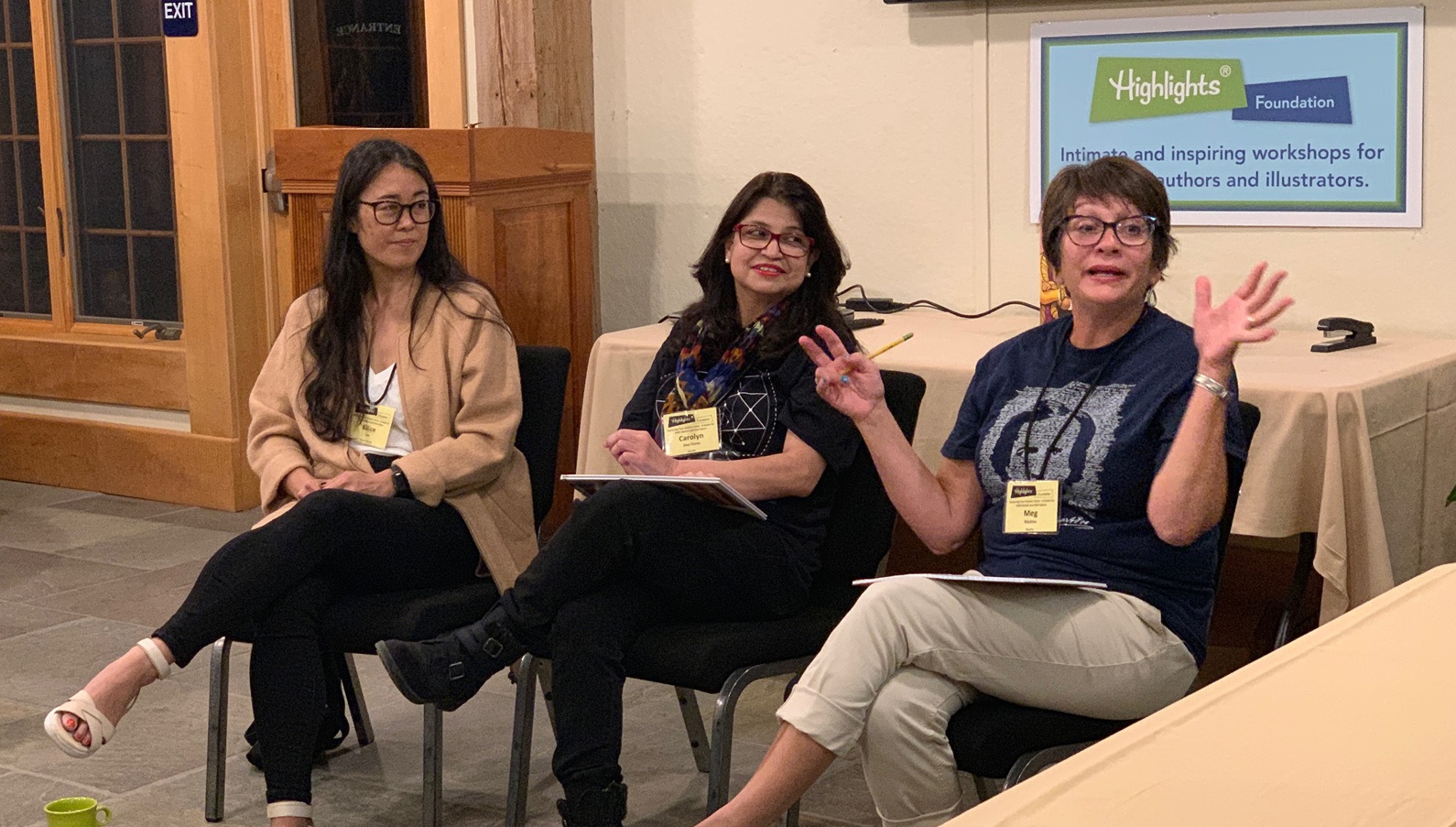 Photo of Meg Medina on a panel