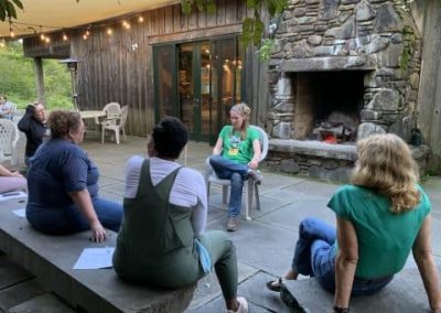 EVENING CHAT ON THE BARN PATIO