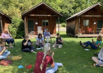 WORKING TOGETHER OUTSIDE THE CABINS