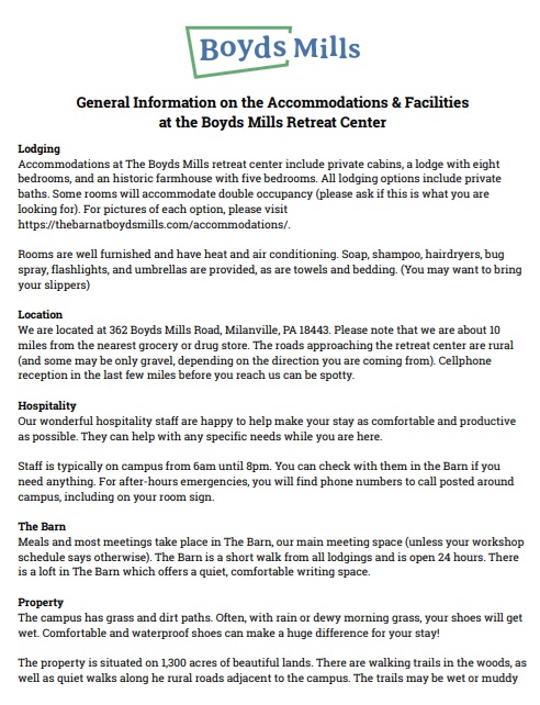 Accommodations & Facilities Guide