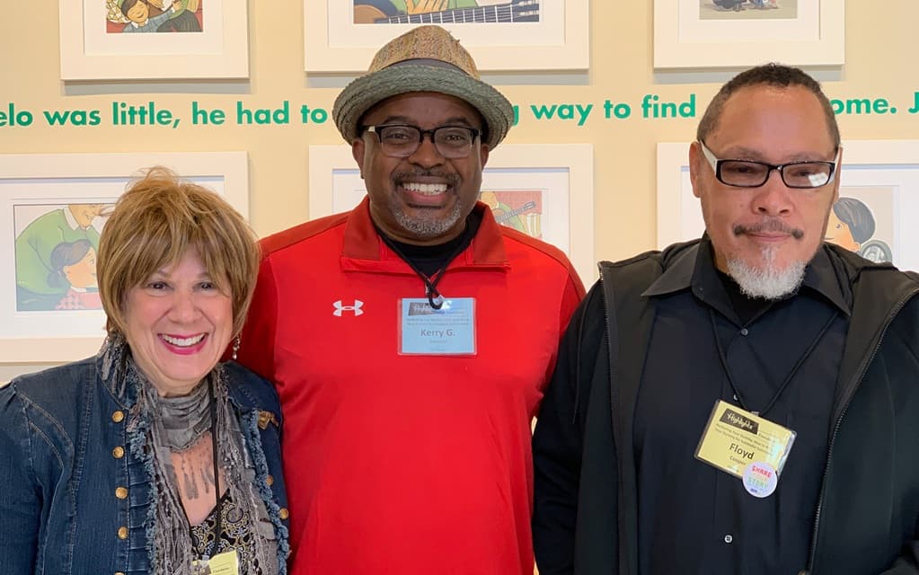 Floyd Cooper with fellow faculty at the Boyds Mills Retreat Center