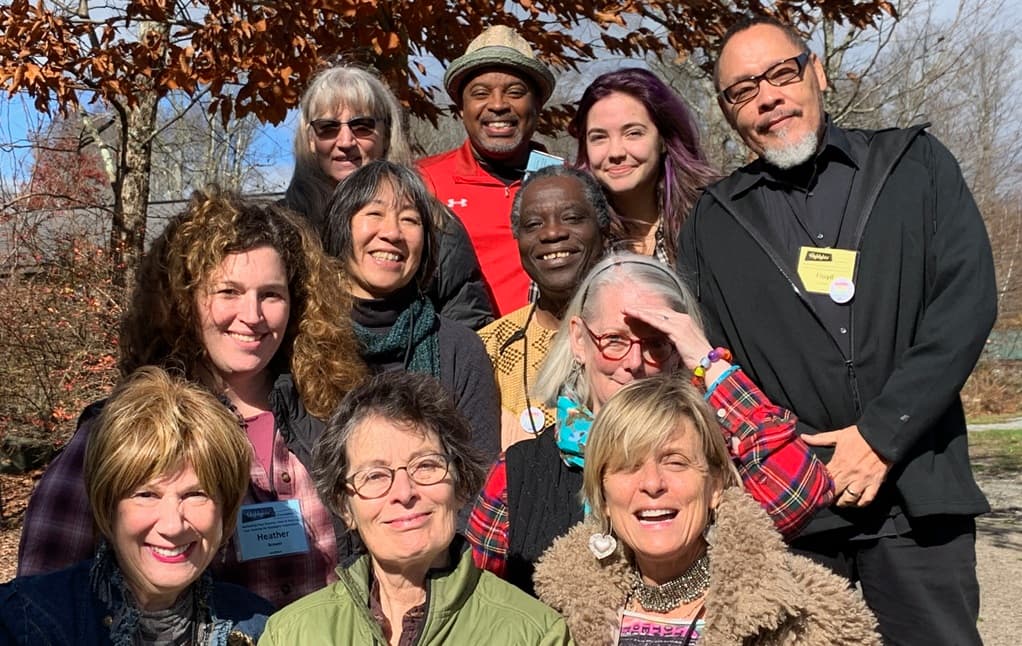 Floyd Cooper with a group at the Boyds Mills Retreat Center