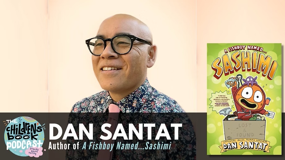santat-cbp Photo of Dan Santat and his book cover, A Fishboy Named Sashimi